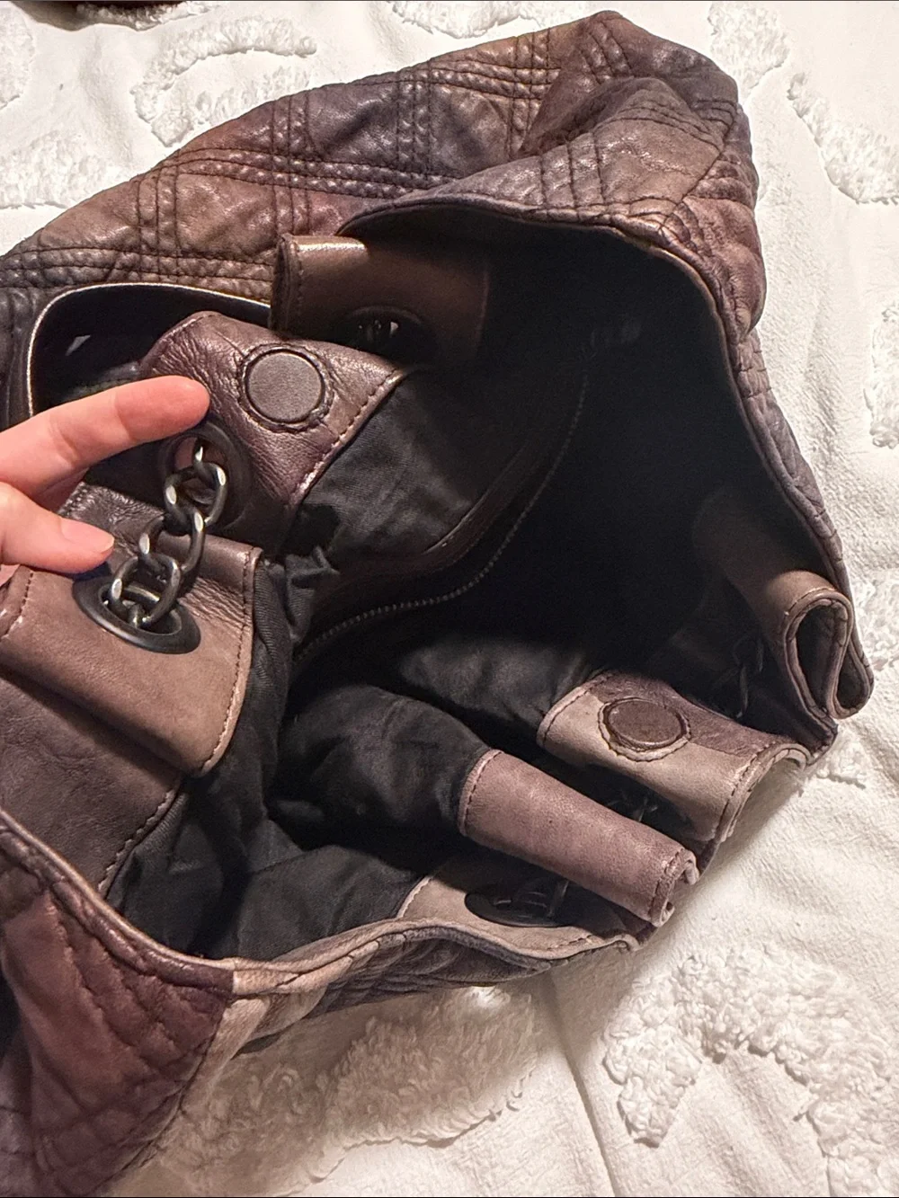 All Saints Quilted Tie Dye Leather Shoulder Bag
